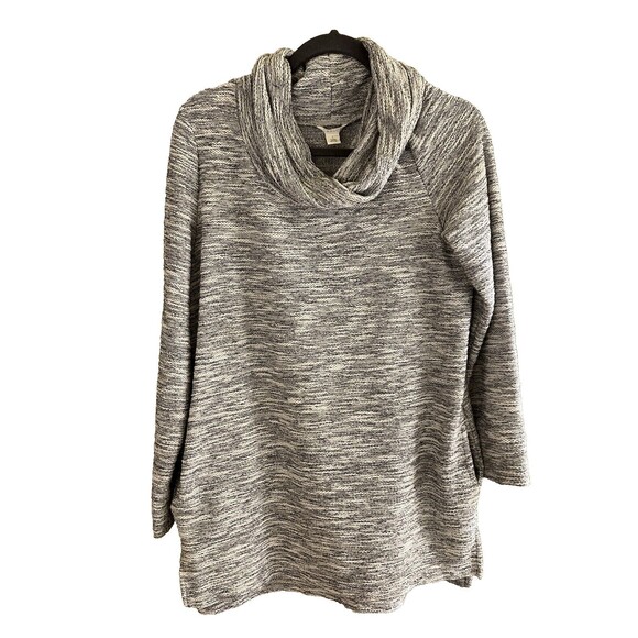 Caslon Sweaters - Caslon Sweater Tunic Style Cowl Neck Pullover Grey Knit Pockets Womens L